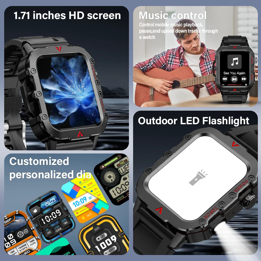 LAXASFIT 2024 New LED Men's Smartwatch Bluetooth Talking Smartwatch Multi Sport Mode Health Monitoring Smart Watch